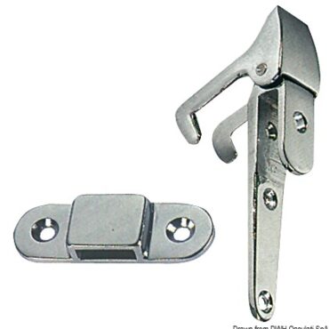 In ottone cromato. Tipo con sicurezza a scatto per bloccare la scaletta, con molla in acciaio inox.