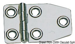 Cerniere in acciaio inox AISI 316 stampate e lucidate svasatura a rilievo.