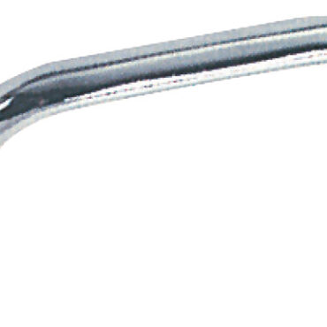 In ottone cromato, linea raccolta e comoda, fissaggio con due viti.