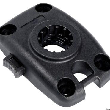 Rotazione orizzontale 360° e verticale 90° con sistema di innesto nella base a scatto.Blocco della canna con ghiera rotante.