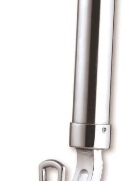 In ottone cromato, con boccola di protezione per la canna.