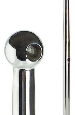 In acciaio inox AISI 316 lucidati a specchio, Ø 25 mm, testina in acciaio inox, foro centrale con tubetto in acciaio inox.