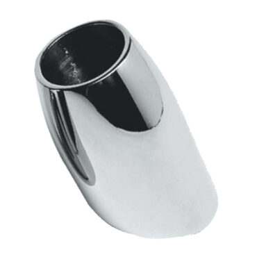 In acciaio inox AISI 316 lucidato a specchio, fissaggio con un prigioniero 8 mm.