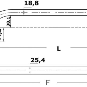 In acciaio inox lucidato a specchio. 19x25 mm, fissaggio con 2 o 3 prigionieri Ø 5/16 mm.