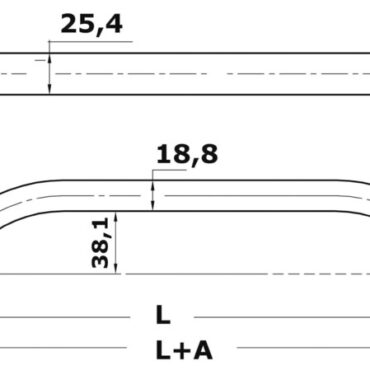 In acciaio inox lucidato a specchio, sezione19x25 mm, fissaggio esterno con viti.