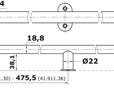 In acciaio inox lucidato a specchio, sezione19x25 mm, fissaggio esterno con viti.