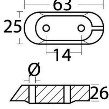 Magnesium bridge anode for Yamaha 4/70 HP