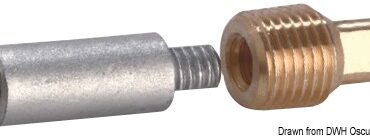 Zinc+brass anode heat exch/manif 1/2’’ BSPT 57x16