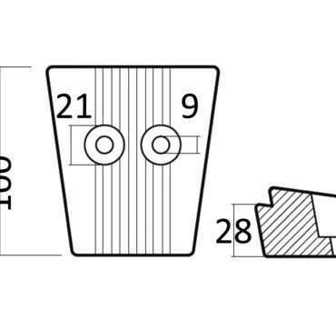 Aluminium leg anode Volvo SX/DPS