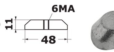 Piastrina con inserto filettato 6 MA, 48x18 mm.