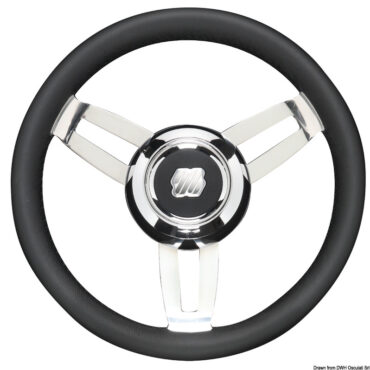 Corona in pelle e mozzo cromato.