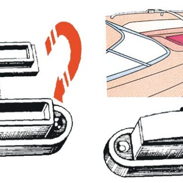 In ottone cromato, per creare, fissandole sul bordo interno del trincarino, un arco supporto telone. Sono complete di cappuccio in PVC bianco.