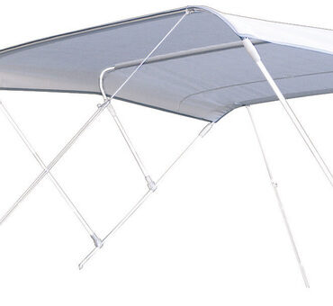 Non richiedono installazioni fissa. Sono pieghevoli e realizzate con tubi in alluminio verniciato bianco, Ø 20 mm, tessuto in poliestere/PVC bianco impermeabile resistente UV.Sono complete di custodia per poterle riporre piegate, modello universale. Snodi in nylon.