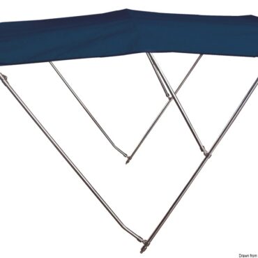 Tubo acciaio inox lucidato AISI 316 Ø 25 mm. Raccorderia acciaio inox AISI 316. Archi abbattibili. Tessuto poliestere/poliuretano 600D impermeabile e resistente UV.