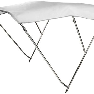 Tubo acciaio inox lucidato AISI 316 Ø 25 mm. Raccorderia acciaio inox AISI 316. Archi abbattibili. Tessuto poliestere/poliuretano 600D impermeabile e resistente UV.