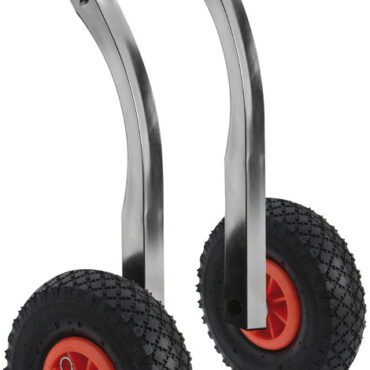 Dotate di bracci girevoli che possono rimanere sulla poppa in navigazione.Tramite una spina i bracci sono facilmente removibili per stivarli o usarli solo per l’alaggio.Tubolari in acciaio inox.Vendute a coppie (SX+DX).