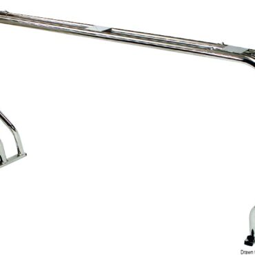 In tubo di acciaio inox Ø 50 mm. Completo di appoggi laterali e superiore carenati per fanali e trombe.Regolazione telescopica.