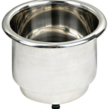 Realizzata in acciaio inox. Doppio diametro per contenere bottiglie e nuove lattine; foro di drenaggio con portagomma collegabile opzionalmente; morbido PVC sul fondo; bordo lucidato a specchio. Fornito con guarnizione autoadesiva per cui non necessita siliconatura velocizzando il montaggio.