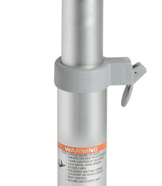 Base e colonna in alluminio anodizzato + supporto sedile girevole in alluminio verniciato grigio.