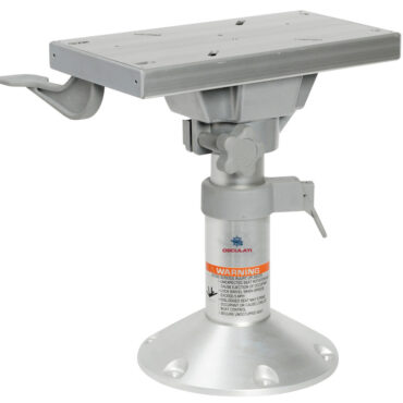 Base e colonna in alluminio anodizzato + supporto sedile con slitta girevole in alluminio anodizzato.