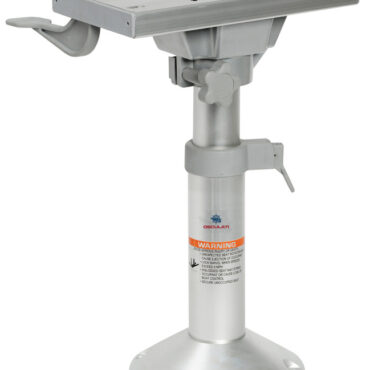 Base e colonna in alluminio anodizzato + supporto sedile con slitta girevole in alluminio anodizzato.