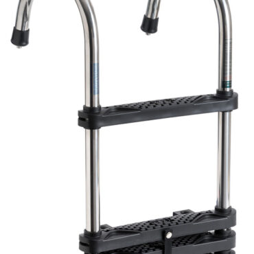 Realizzata in acciaio inox AISI 316 lucidata a specchio.Bracci pieghevoli all'interno, gradini in antisdrucciolo e distanziali in plastica.Piastrine optional per il fissaggio sul piano di calpestio.