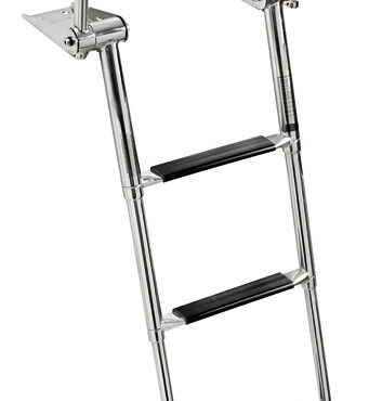 Le maniglie di presa si alzano automaticamente aprendo la scaletta. Abbassando le maniglie la scaletta si ritrae.Gradino tipo "Extra large" 52,5 mm.Acciaio inox AISI 316 lucidato a specchio.