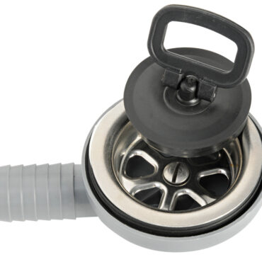 In acciaio inox + moplen. Completa di tappo maniglia.