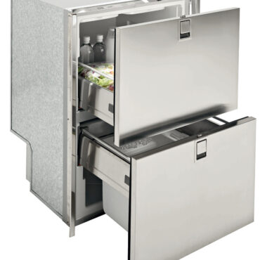 Serie frigo/congelatore a cassetto con apertura frontale e battuta in acciaio inox. Completi di compressore Secop a voltaggio universale 12/24 V.