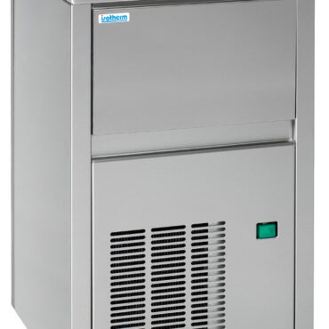 Icemaker completamente in inox con una produzione massima pari a 18 kg/giorno di ghiaccio trasparente grazie alla tecnologia spray di cui è dotato.