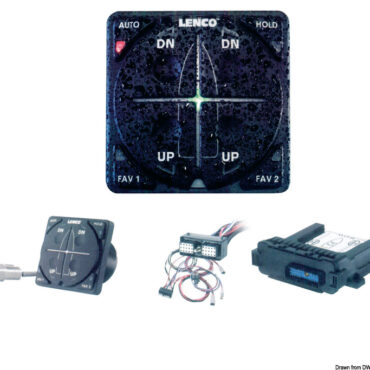 Questo dispositivo, attraverso un sistema GPS incorporato + 3 giroscopi + 3 accellerometri regola in maniera totalmente automatica l'assetto della barca in funzione delle condizioni del mare.Tre modalità di funzionamento:1) manovra in porto: azzera o riduce al minimo il movimento dei flap.2) planata: abbassa i flap in planata e poi li ritrae quando la barca è in assetto.3) navigazione: automaticamente regola i flap in funzione degli angoli di rollio e beccheggio, mantenendo la barca nell'assetto migliore in funzione delle condizioni d del mare. Può anche memorizzare 2 assetti prefefiniti manualmente.Versione A: completo di ricevitore/antenna GPS e Network NMEA 2000;Versione B: senza ricevitore/antenna e Network NMEA 2000. Può essere installato su barche già provviste d i antenna GPS e rete NMEA 2000.