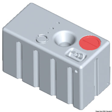 In polietilene alimentare lineare. Completo di tappo di ispezione + predisposizioni multiple per carico, scarico, sfiato con filetti femmina da 1" 1/4, 3/4", 1".Predisposto per installazione indicatore di livello con flangia VDO 5 fori (27.160.xx; 27.161.xx; 27.166.xx).
