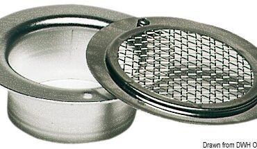 Tutta in acciaio inox, con reticella e collo.