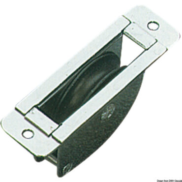 In acciaio inox ad incasso per albero o coperta, puleggia in alluminio, per cavi metallici.