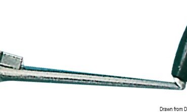 In alluminio anodizzato, con impugnatura in nylon e fermo di sicurezza. Modello universale.