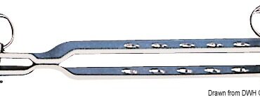 In acciaio inox, completa di fori di regolazione.