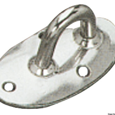 Piastrina in acciaio inox con tre fori, adatta per fissaggio su alberi con Ø 60 mm.