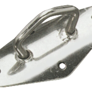 Piastra in acciaio inox con quattro fori, adatta per fissaggio su alberi con Ø 70 mm.