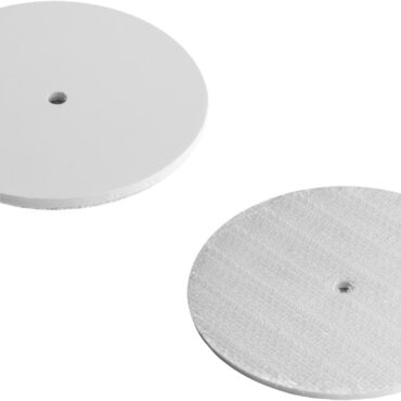 Dischetti rigidi in PVC con nastro ad uncino e foro centrale per il fissaggio meccanico. Utilizzato per essere accoppiato con la parte asola di cuscini e materassi sia in ambiente interno che esterno.  