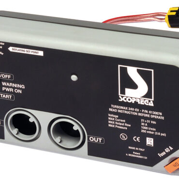 Versione fissa per montaggio ad incasso. Ideato per montaggio sulla console del gommone o in prossimità del garage tender.Gonfia e sgonfia. Arresto automatico alla pressione desiderata.