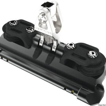 Mainsheet car 1 w/upstand and control line sheaves