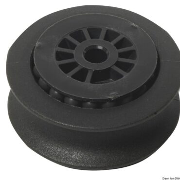 Sheave on ball bearings for deck organizer