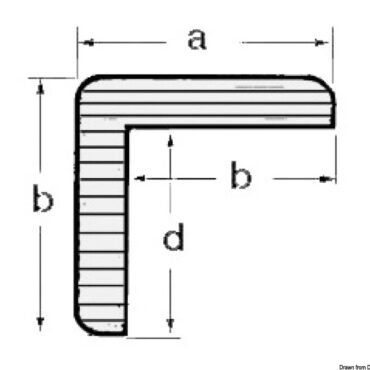 Teak L profile 23x23 mm