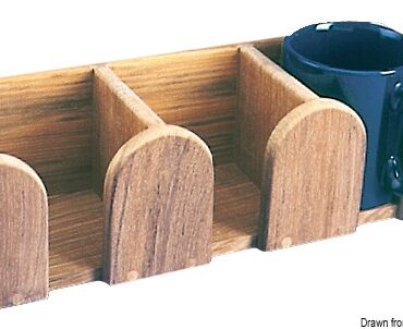Teak 3-slot cup holder 295x100x90 mm