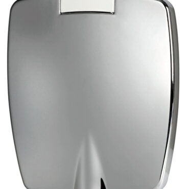 Doccia in ottone cromato, vano di alloggiamento bianco in ASA UV resistente.