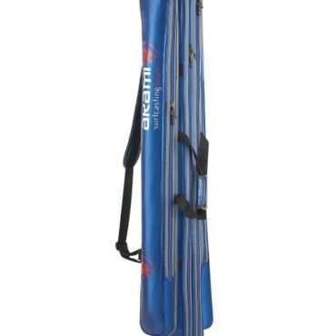 Fodero portacanne rigido, realizzato con anima in platsica posizionata all’interno della fodera in PVC e cerniere extra YKK Giappone. Munitio di tasche esterne con cerniera, tracolle imbottite regolabili. Ideale per il trasporto di 2 canne da surfcasting.