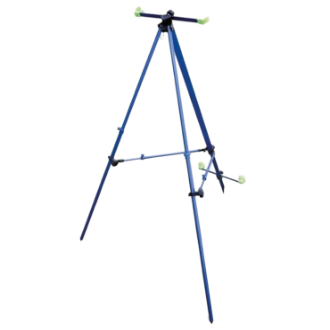 Tripode in alluminio, struttura adatta a tutti i tipi di superfice. Munito di portacanne e bicchierini fluorescenti. Indicato per la pesca a surfcasting e beach ledgering.
