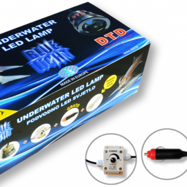 DTD Underwater Halogen Light, lampada alogena subacquea per richiamo calamari e totani alogena per richiamo calamari Munita di 4 metri di cavo con pinze per il collegamento alla batteria.