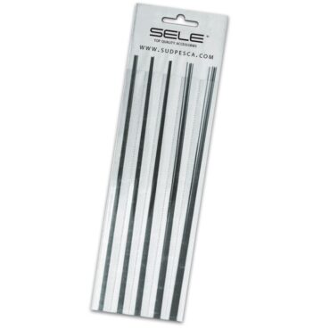 Set vette di ricambio per canne da pesca. Il Kit comprende 25 cime in carbonio solido (5 pezzi per misura) ed una cartella morbida porta cimini.