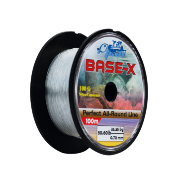 Nylon 100% colore neutro trasparente, adatto per tutti i tipi di pesca. Monofilo Base-X ha un'eccellente compromesso tra qualità e prezzo, adatto per tutti i tipi di pesca. Disponibile in diversi diametri e carichi di rottura.
